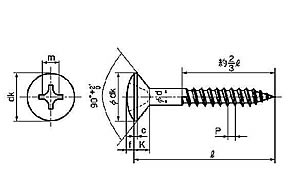 十字穴付き丸皿木ねじの規格