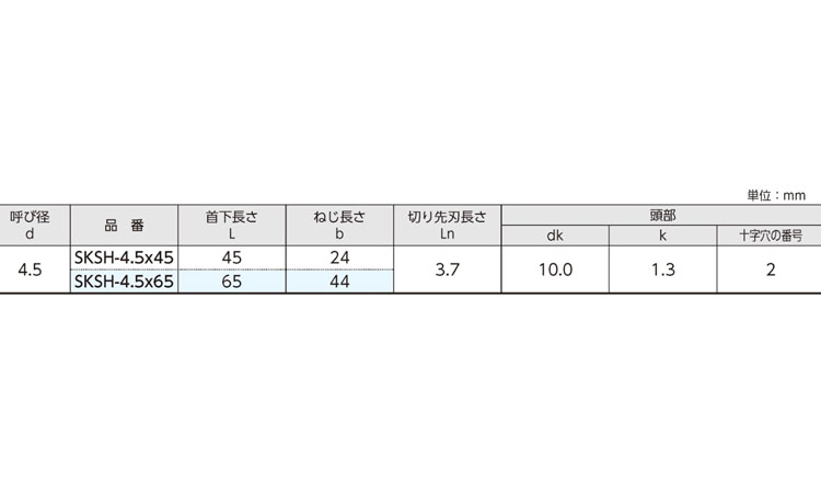 スレート瓦スクリュー SKSH 45.0 4.5