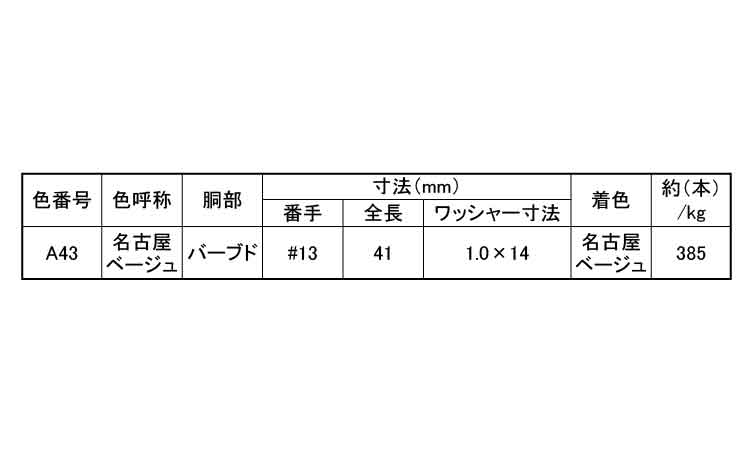 コート傘釘バーブド名古屋ベージュ 41.0 1.3