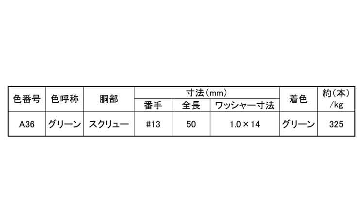 コート傘釘(スクリュー(グリーン 50.0 1.3