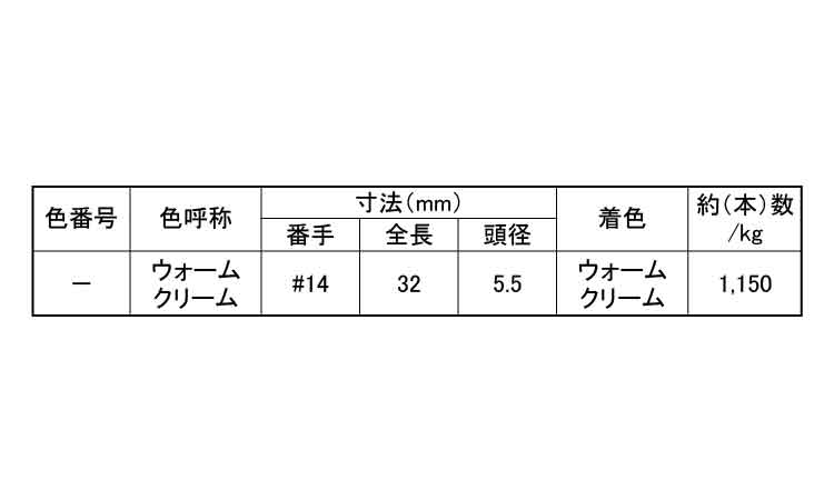 ステン・コート釘ウォームクリーム 32.0 1.4