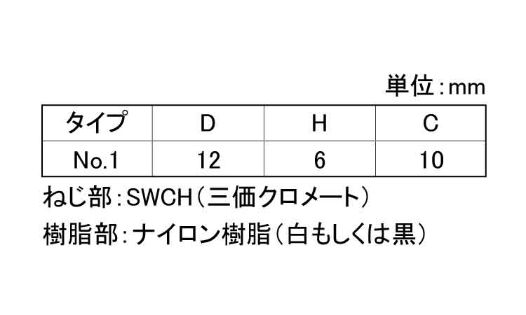 (+)ナイロン化粧ネジ(白1) 6.0 3.0
