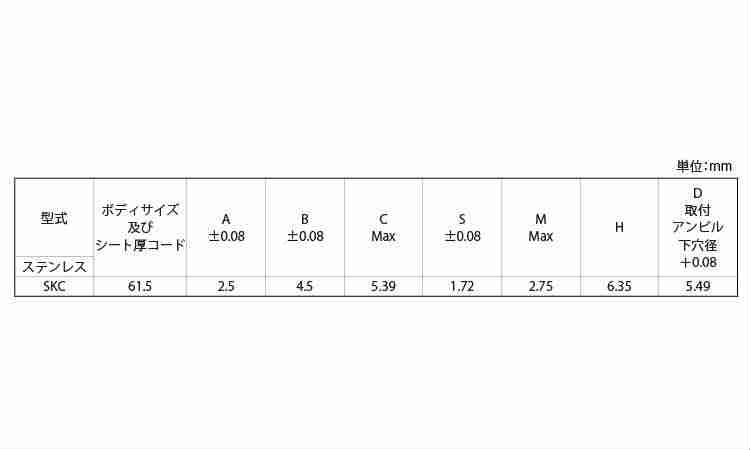 PEM キーホルスタンドオフ 61.5