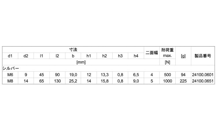 リテーニングキャッチ両側シルバー 6.0