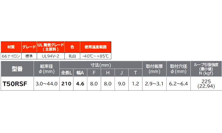 プッシュマウントタイT50RSF 50.0