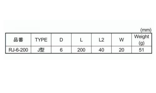 ロープ止め金具 J型 200.0 6.0