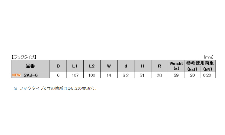 Sフック(J・フックタイプ) 6.0