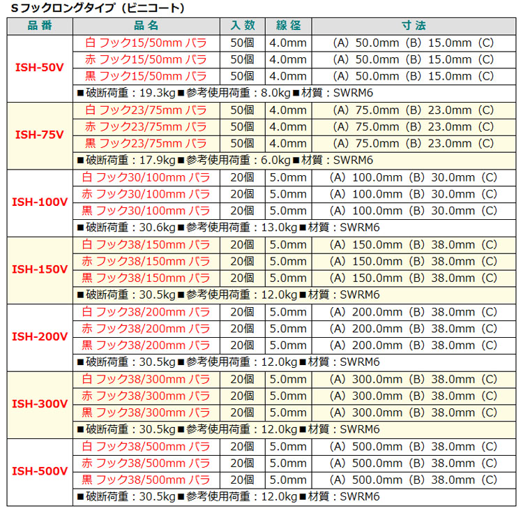 Sフック(ロングタイプ ニッサ 50.0