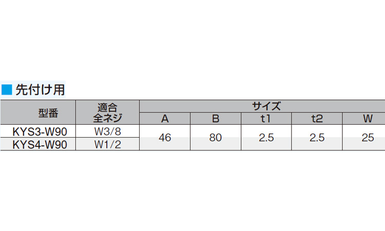 振れ止め金具 KYS3ーW90