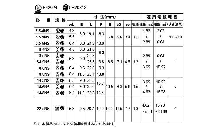 丸形端子(R形)*ー*NS 4.0 5.5