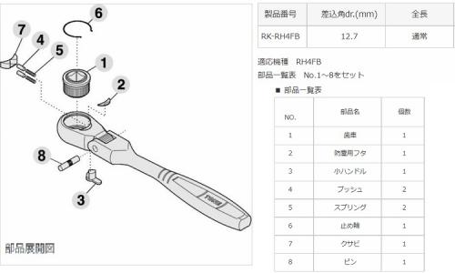 首振ラチェットハンドルRH4FB