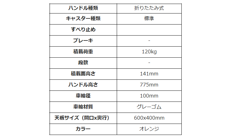 標準軽量運搬台車(橙・120KG