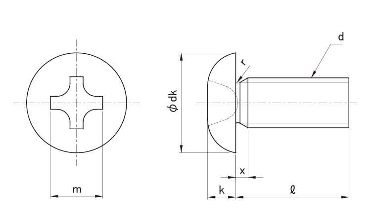 十字穴付(+)旧JIS丸小ねじ 10.0 3.0