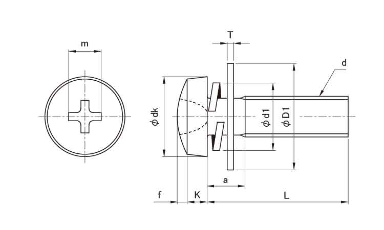 十字穴付(+)バインドP=3 10.0 2.0