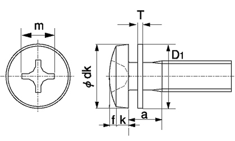 十字穴付(+)バインドPK=1 6.0 3.0