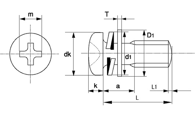 十字穴付(+)ナベP=4(丸先 6.0 3.0