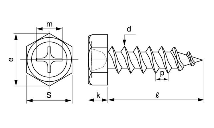 十字穴付(+)A六角アプセット 8.0 4.0