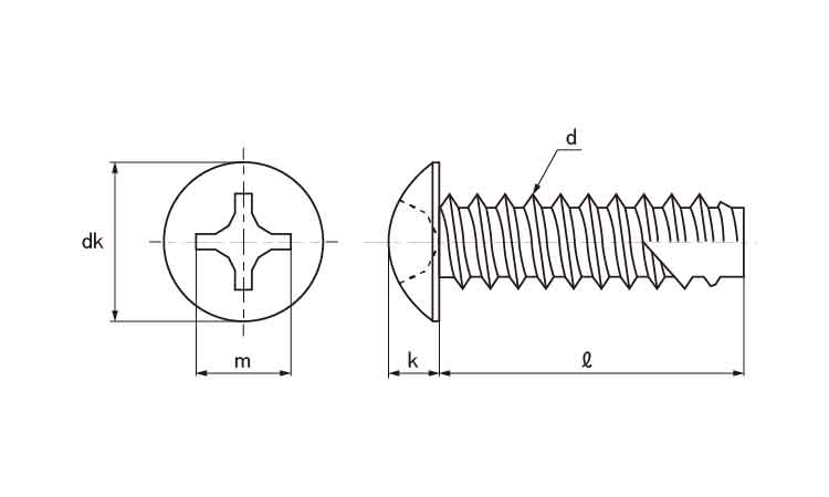 十字穴付(+)B1トラスタッピングネジ 4.0 2.0