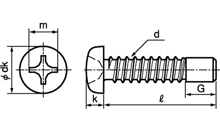 十字穴付(+)BPナベ(左ねじ 25.0 4.0