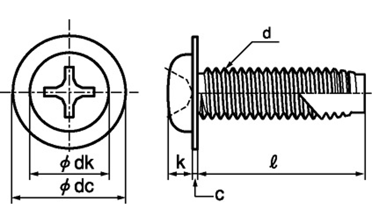 十字穴付(+)C1ナベ ワッシャーヘッド 5.0 3.0