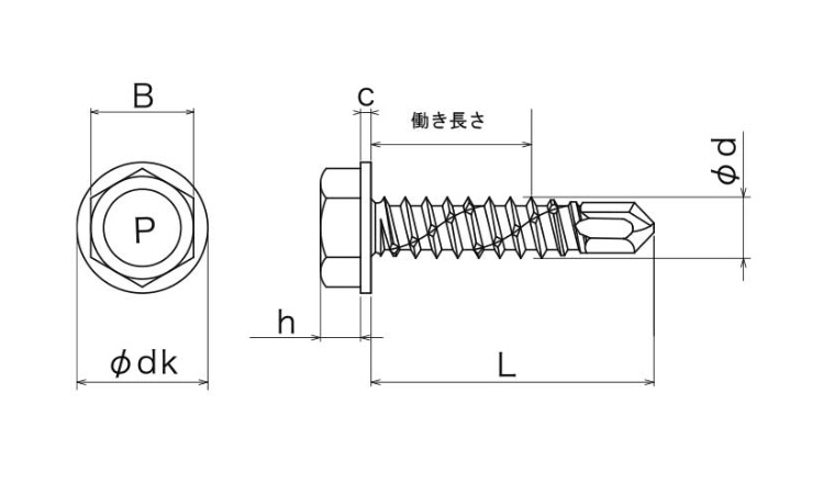 ピアスHEX(全ねじ) 50.0 5.0