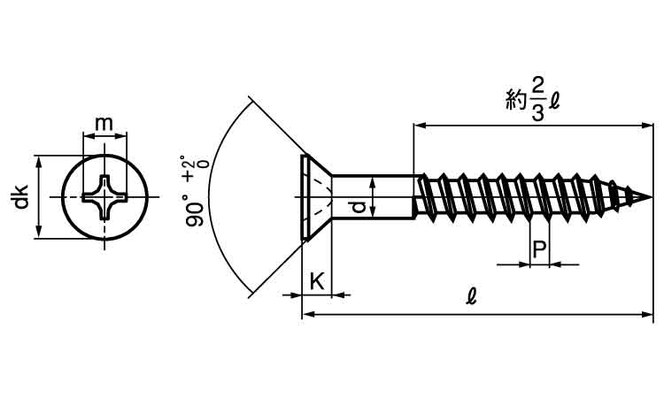 (+)焼き皿木ねじ(2条 6.3 2.1