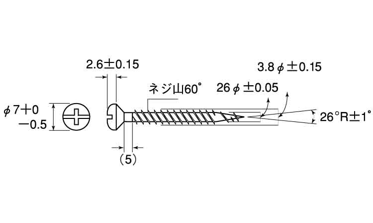 (+-)2条ねじ ナベ皿 38.0 3.8