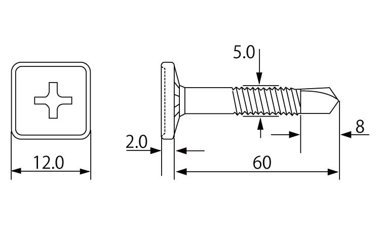 四角頭ALC用ビス(鉄下地用 60.0 5.0