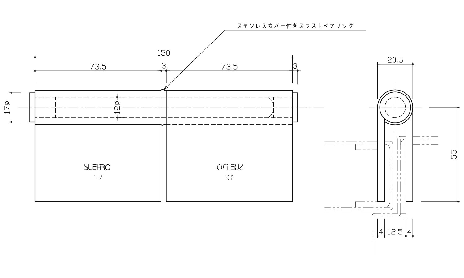 ステン旗丁番 216B-12-L