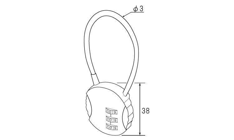 丸型ワイヤー錠 ブラック