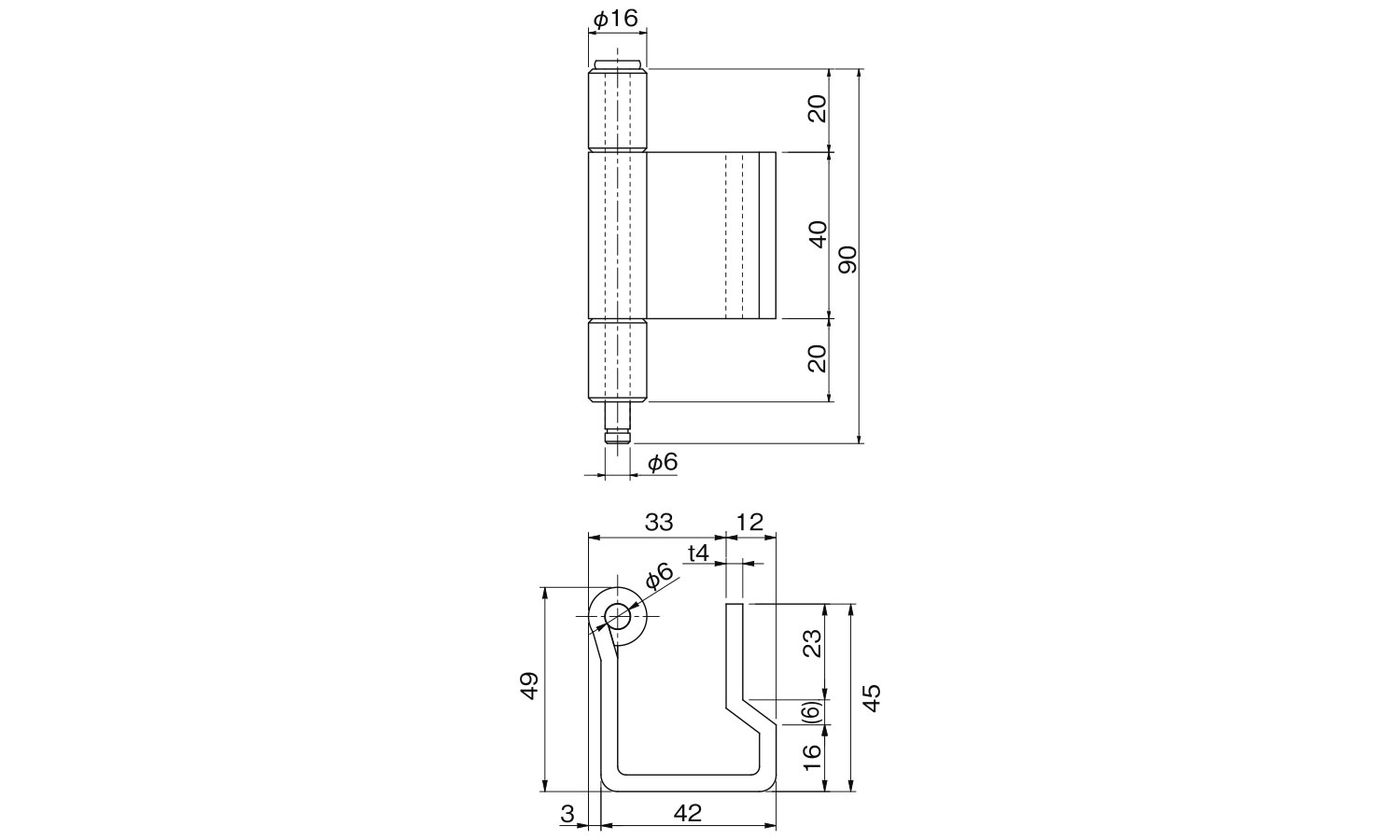 鉄 防水型蝶番A-48