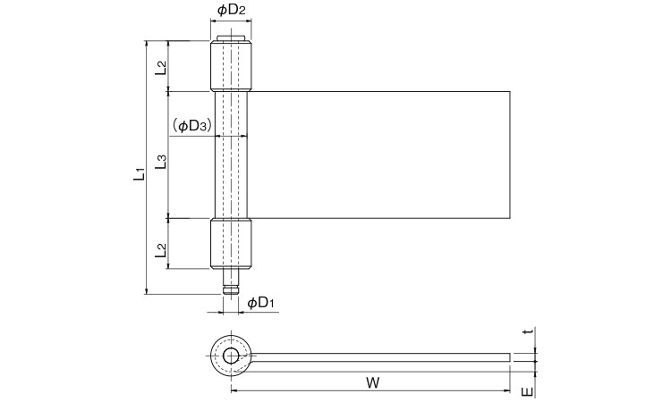 ステン3管短蝶番SA-59-*