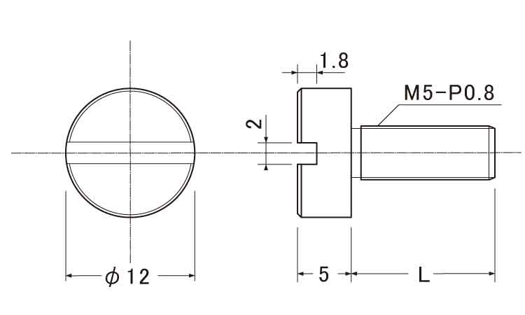 (―)平小ねじ(コインD12H5 10.0 5.0