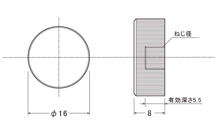 装飾ローレットナット(D16H8 4.0