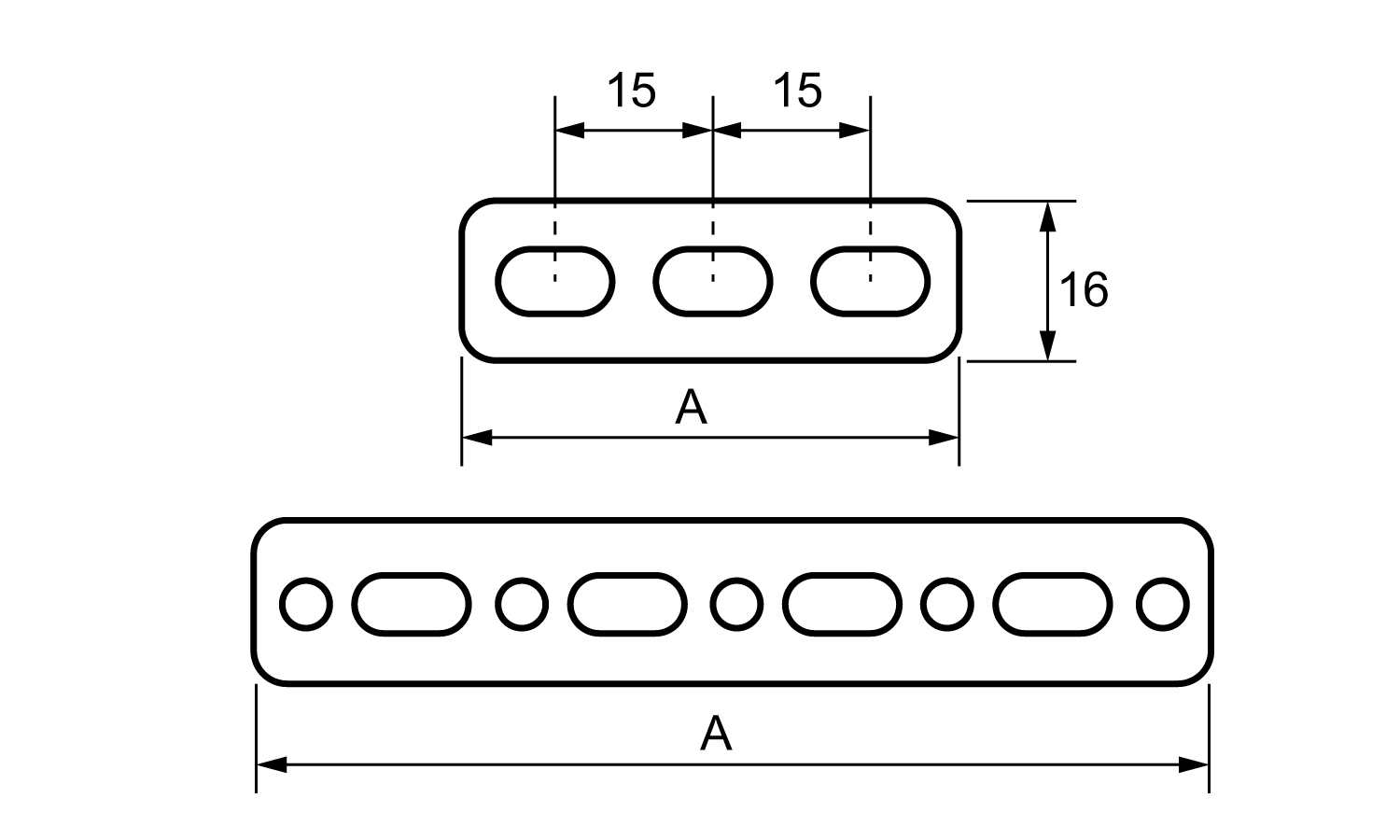 一文字継手平型 M5タップ3ヶ所
