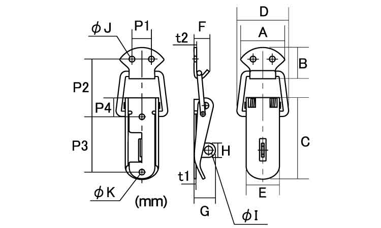パッチン錠(カギ穴付1010K 40.0