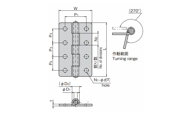 平型蝶番(B-2078、B-1078、B-1078-BR)