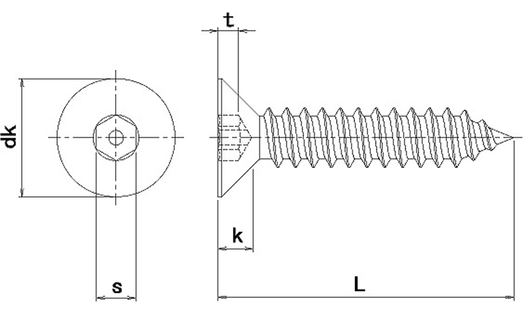 ピン・皿六角穴ABタッピン 10.0 3.5