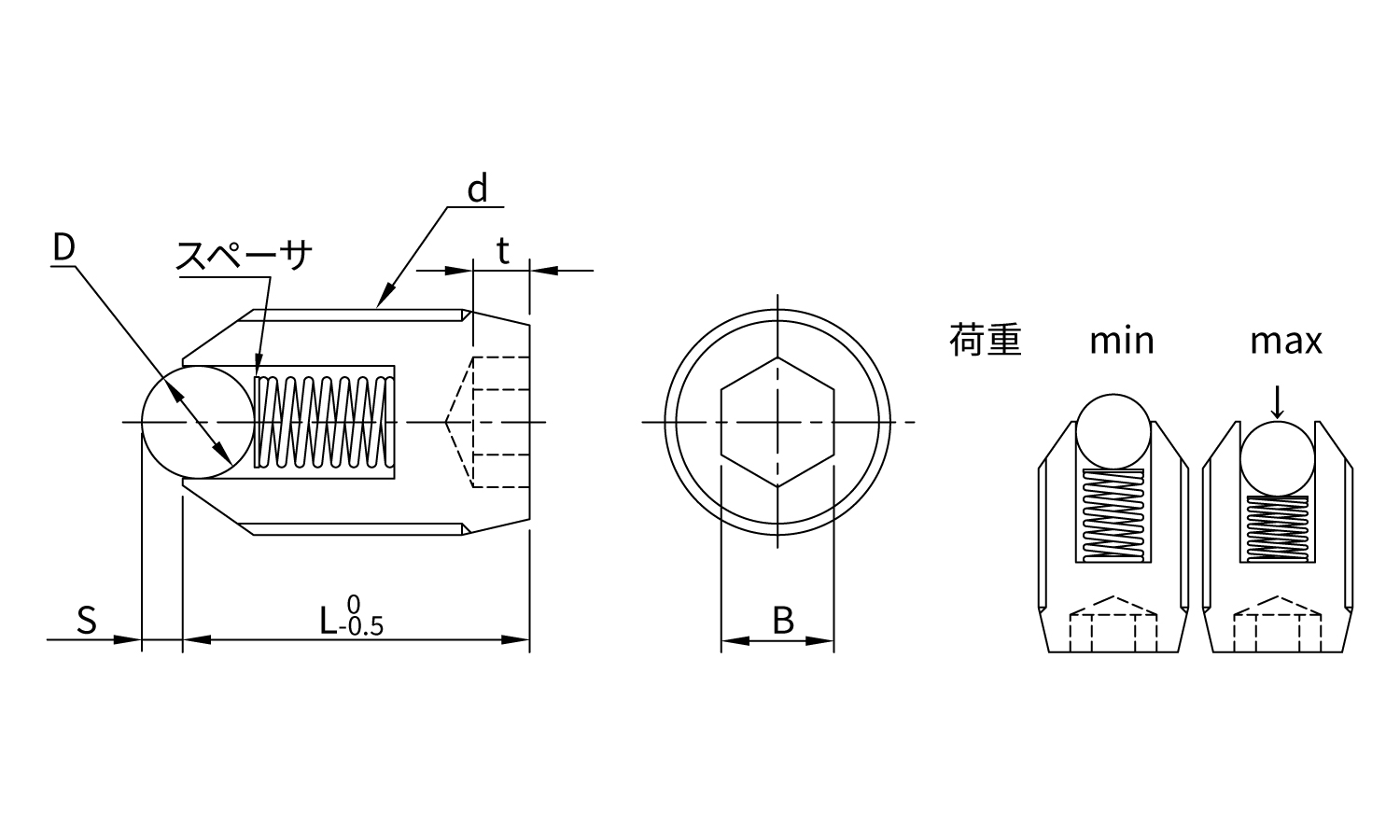 ボールプランジャ軽荷重SUJ2球 3.0