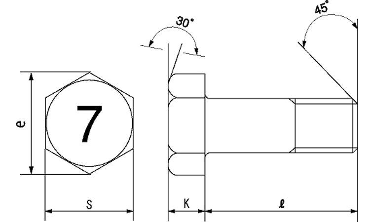 7マークボルト(半ねじ(細目 30.0 10.0