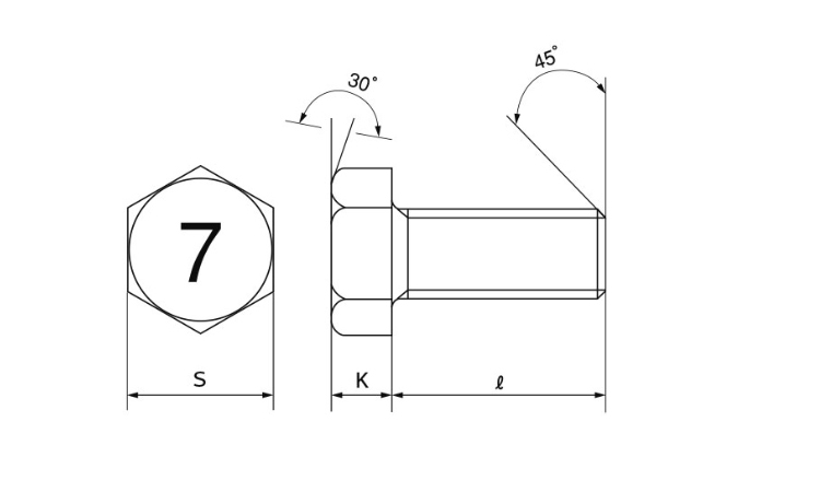 7マークボルト(全ねじ細目(BB 25.0 10.0