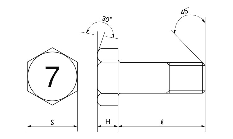 7マークボルト(半ねじ細目(BB 60.0 12.0