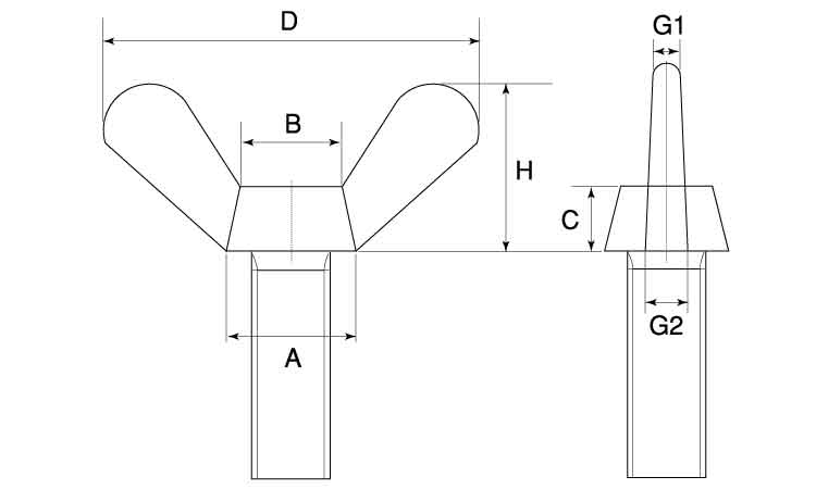 蝶ボルト(1種(ウィット 1/4