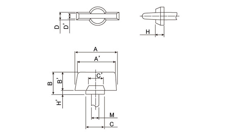 プラカラー蝶ボルト1種 ライトグレー 6.0 3.0