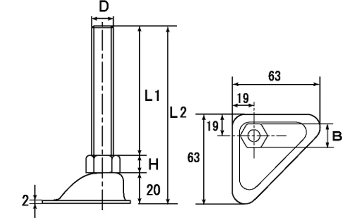 アジャストボルト(コーナー用 75.0 12.0