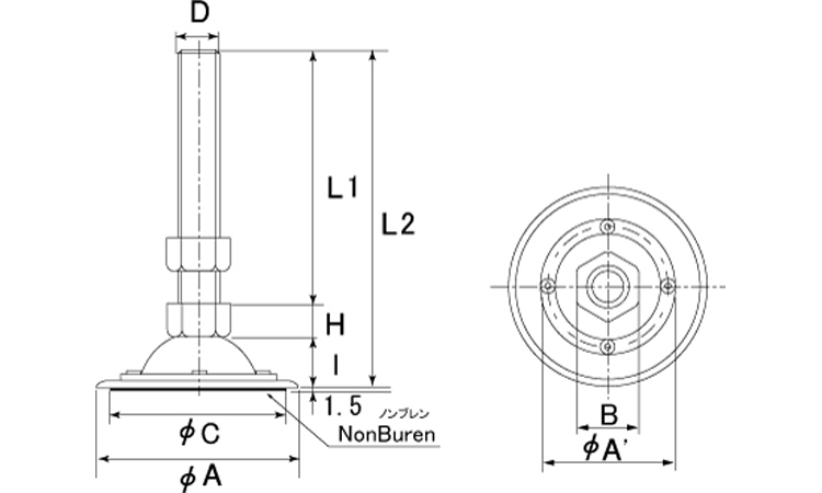 耐震アジャストボルト(SPー140 75.0 12.0
