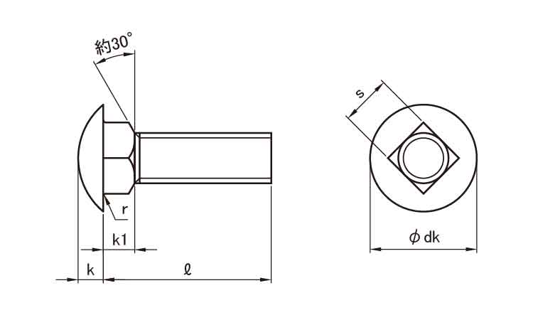 根角ボルト(輸入) 100 6.0