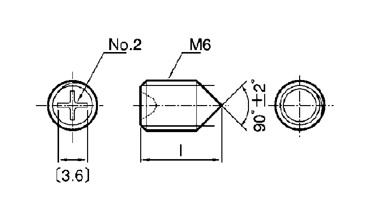 十字穴付(+)止めねじ(剣先) 8.0 6.0