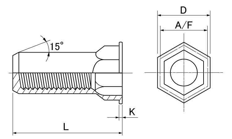 ブラインドN(ステン(半六角薄頭 4.0