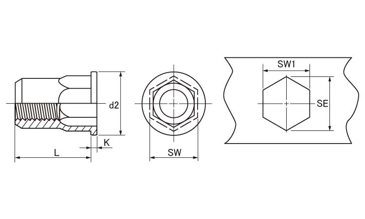 ブラインドN(ステン(半六角平頭 4.0